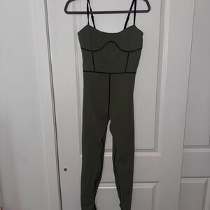 WeWoreWhat Olive Jumpsuit with Black Accents